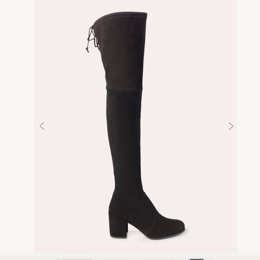 Stuart Weitzman Tieland Boot, Black Velvet, Size 7.5